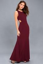 Lulus Loving Embrace Burgundy Cutout Maxi Dress