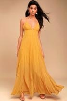 Lulus Elevate Mustard Yellow Embroidered Maxi Dress