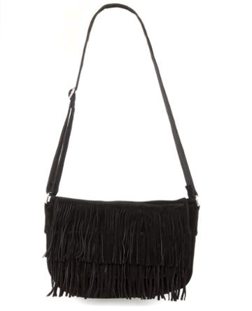 Bohemia Alive Fringe Black Leather Purse