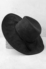 Lulus Vivi Black Suede Floppy Hat