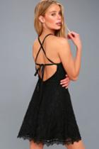 La Belle Vie Black Lace Backless Skater Dress | Lulus
