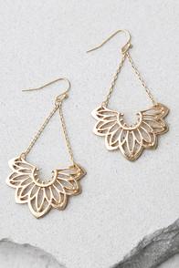 Lulus Flourish Gold Earrings