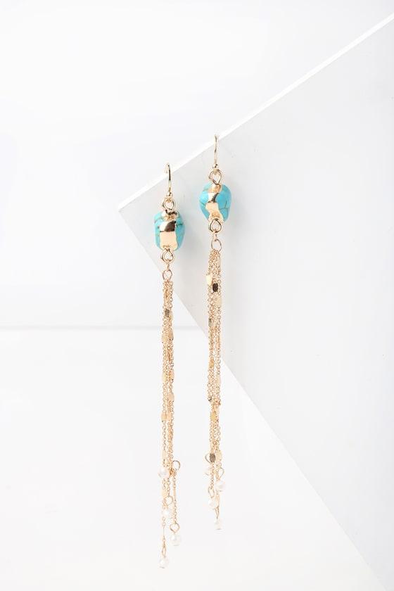 Havasu Turquoise And Gold Earrings | Lulus