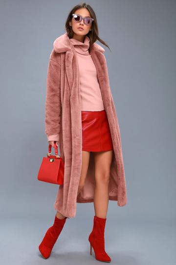 Dance & Marvel Ashby Dusty Pink Faux Fur Coat | Lulus