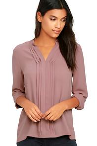 Lulus In Tune Mauve Long Sleeve Top