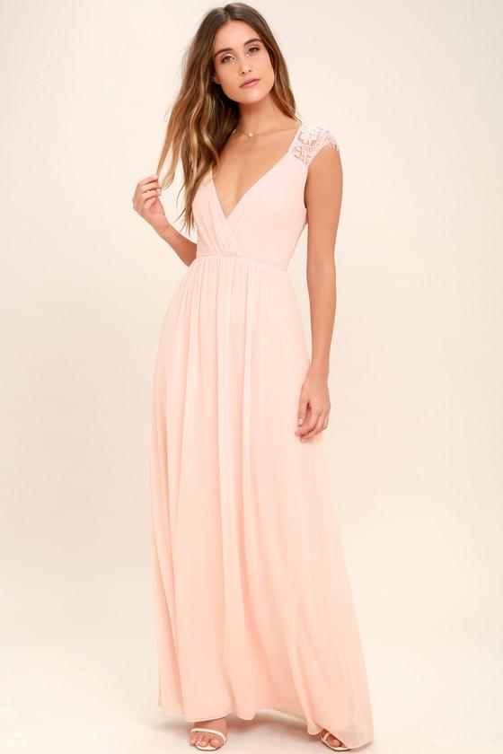 Whimsical Wonder Blush Pink Lace Maxi Dress | Lulus