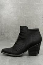 Matisse Coconuts Ally Black Nubuck Cutout Ankle Booties