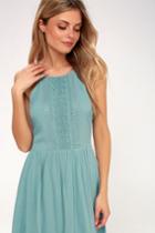 Feeling Fine Light Blue Crochet Lace Dress | Lulus