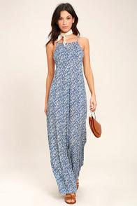 Lucy Love Lucy Blue Floral Print Jumpsuit