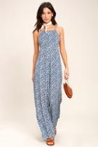 Lucy Love Lucy Blue Floral Print Jumpsuit