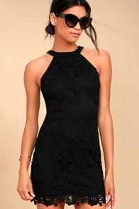 Lulus Love Poem Black Lace Dress