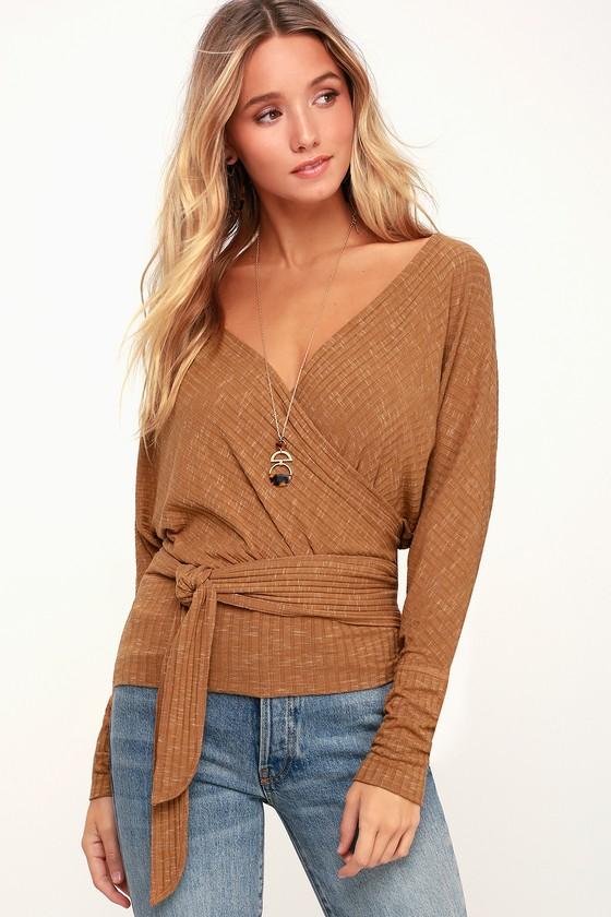 Free People East Coast Copper Long Sleeve Wrap Top | Lulus