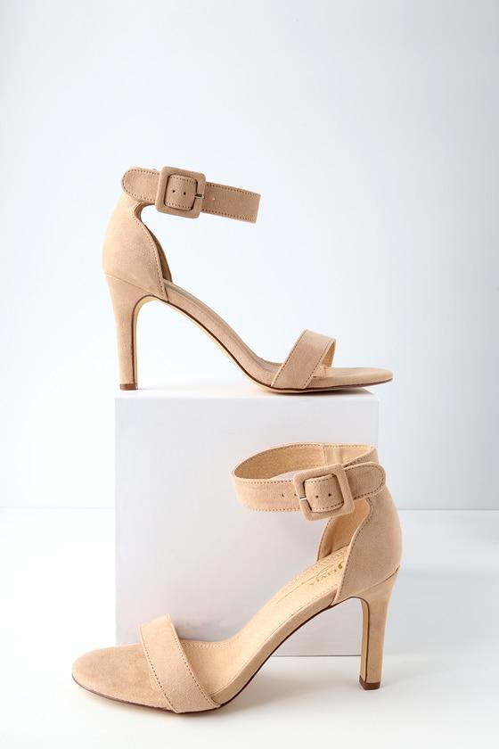 Olivia Jaymes Chandler Nude Suede Ankle Strap Heels | Lulus