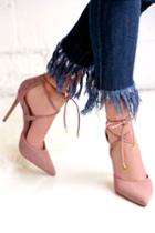 Lulus | Dani Dusty Rose Suede Lace-up Heels | Size 6 | Pink | Vegan Friendly