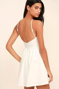 Lulus Oui Oui White Backless Skater Dress