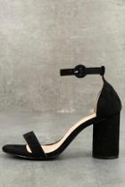 Liliana Audrina Black Suede Ankle Strap Heels