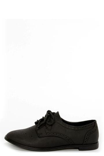 Dollhouse Joey Black Lace-up Brogue Oxfords