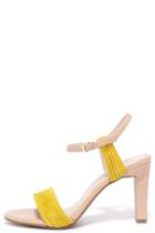 Seychelles Prime Yellow And Nude Leather Heels