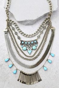 Lulus In The Morning Turquoise And Gold Statement Necklace