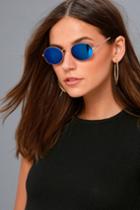 Wonderful Rose Gold And Blue Mirrored Sunglasses | Lulus