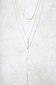 Lulus Fluid Movement Gold Layered Necklace