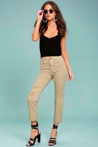Moon River Epoch Taupe Distressed Skinny Jeans