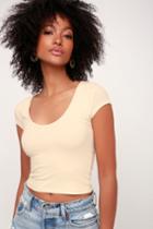 Get The Scoop Cream Ribbed Crop Tee | Lulus