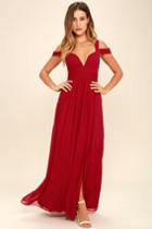 Lulus X Bariano Ocean Of Elegance Wine Red Maxi Dress | Size Small | 100% Polyester