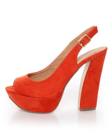 My Delicious Fausta Red Peep Toe Slingback Heels
