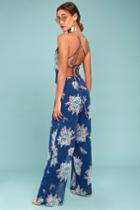 Shea Navy Blue Floral Print Jumpsuit | Lulus