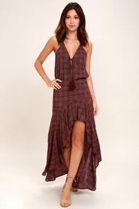 Lulus Captivating View Burgundy Print High-low Skirt