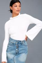 Evidnt Cozy Moment White Mock Neck Sweater Top | Lulus