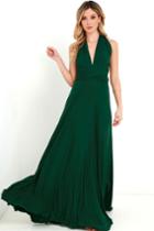 Lulus | Tricks Of The Trade Forest Green Maxi Dress | Size Small