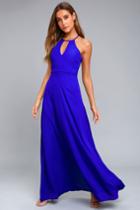 Lulus | Beauty And Grace Royal Blue Maxi Dress | Size Small | 100% Polyester