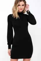 Lulus | Midnight In Paris Black Long Sleeve Dress | Size Large