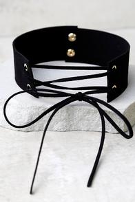 Lulus Be Good Black Lace-up Choker Necklace