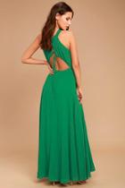 Lulus Super Starlet Green Lace-up Maxi Dress