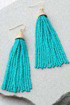 Lulus Countdown Gold And Turquoise Beaded Tassel Earrings