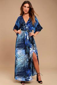 Lulus Sign Of The Times Blue Print Maxi Dress
