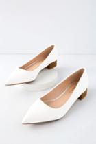 Alessia White Low Pointed-toe Heels | Lulus