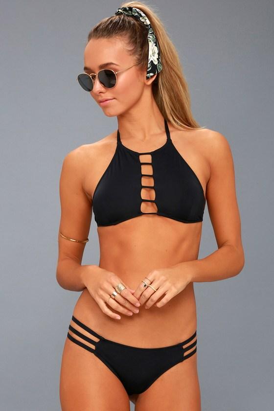 Beach Joy Poplar Black Lace-up Bikini | Lulus