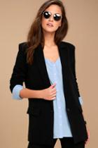 Lulus | Head-turning Black Blazer | Size Large | 100% Polyester