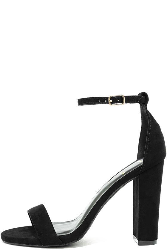 Lulus | Taylor Black Suede Ankle Strap Heels | Size 5.5 | Vegan Friendly