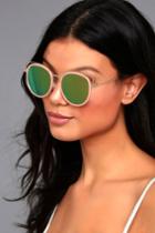 Lulus | French Riviera Gold And Pink Mirrored Sunglasses