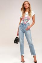 Agolde Riley High Rise Light Wash Distressed Cropped Jeans | Lulus