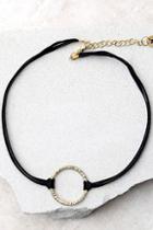 Lulus Into Orbit Black And Gold Choker Necklace