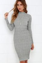 Lulus | I Mist You Heather Grey Midi Sweater Dress | Size Medium