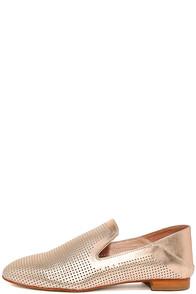 Silent D Senor Rose Gold Leather Perforated Loafers