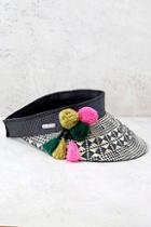San Diego Hat Co. Hidden Beach Beige And Black Straw Visor
