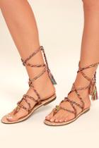 Sam Edelman Circus By Sam Edelman Beth Saddle Brown Lace-up Flat Sandals